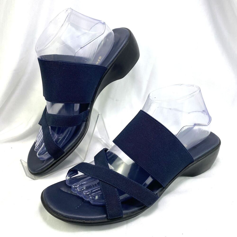 Cloudwalkers by Avenue Angel Sandals Women's 9 Wide Slip on Wedges Elastic Strap